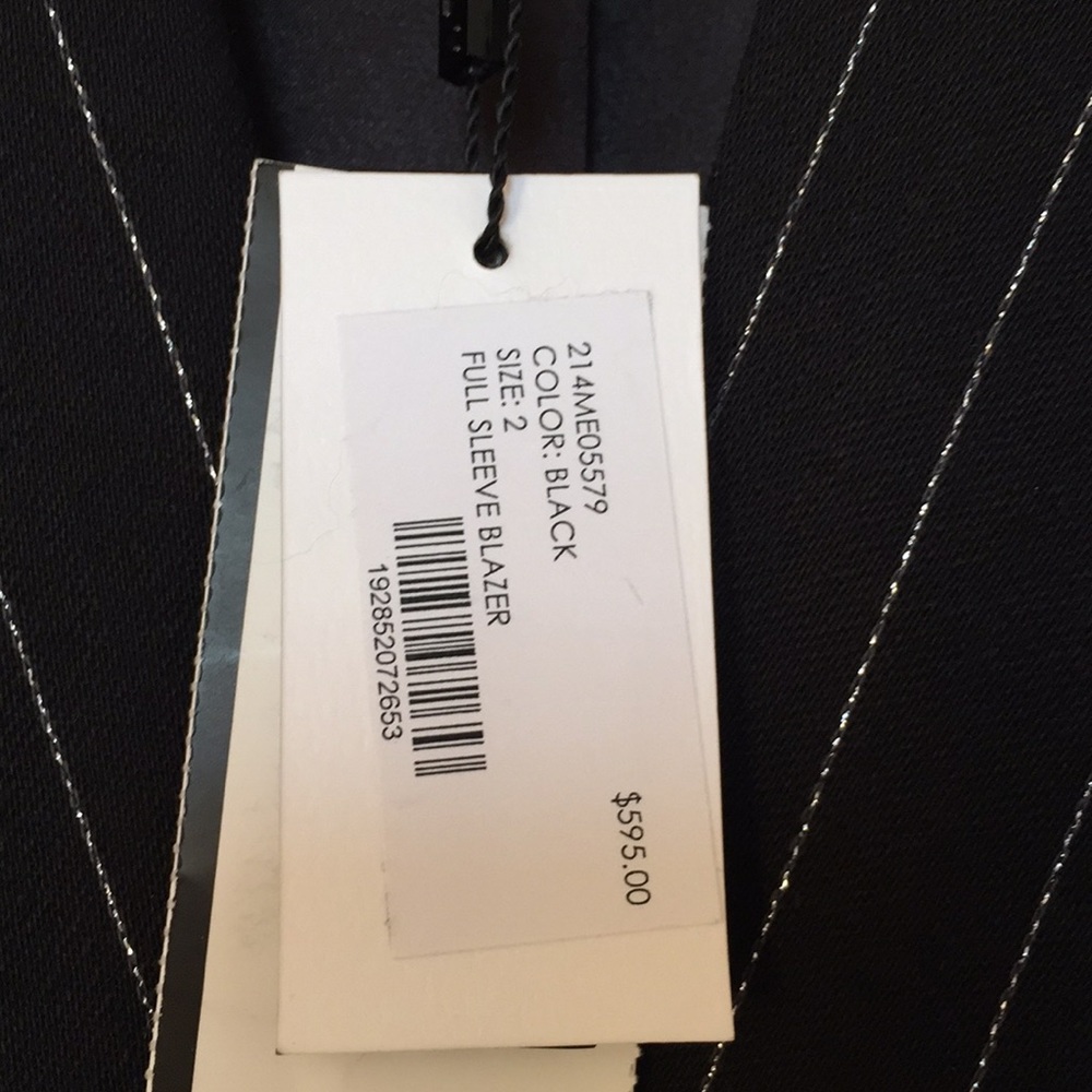 MILLY Ruffle Sleeve Pinstripe Blazer/Jacket - Size 2 - Picture 9 of 9